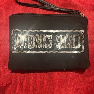 Victoria secret black and sequins hand bag with wrist strap